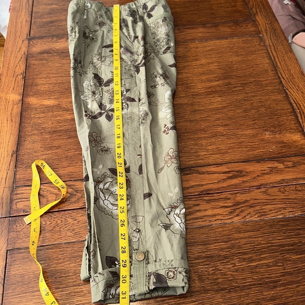 Democracy Floral Ankle Pants - Olive and Brown - Picture 6 of 9